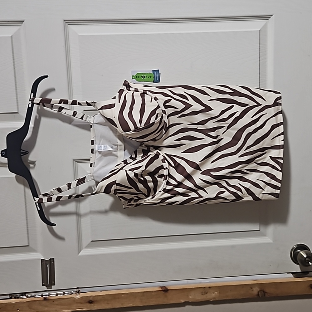 CACIQUE SWIM LIGHTLY LINED BALCONETTE TANKINI: ZEBRA BIRCH: NEW WITH TAGS: 42D